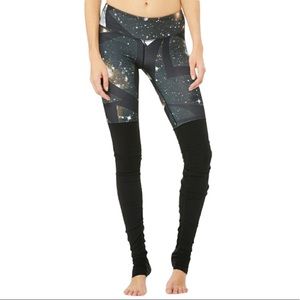 ALO Yoga Goddess Leggings Galaxy Print Black Color Block